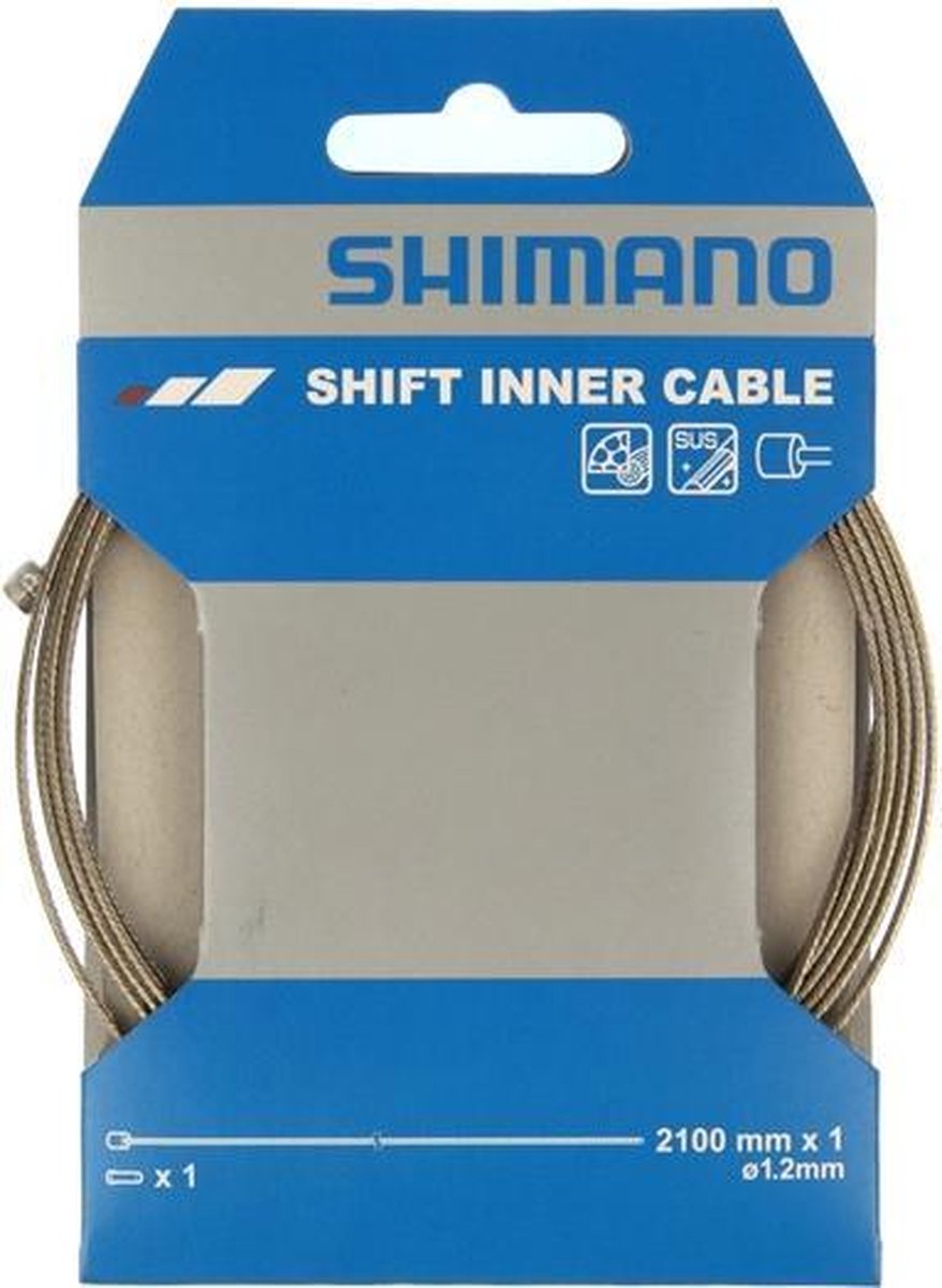 Shimano sus select skiftekabel til inderkabel – 1,2 x 2100 mm – rustfrit stål – inklusive endestykke – sølv