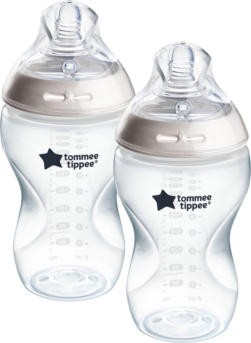Tommee tippee naturlig start sutteflasker - sæt med 2 x 340 ml sutteflasker - medium flowhastighed 3m+