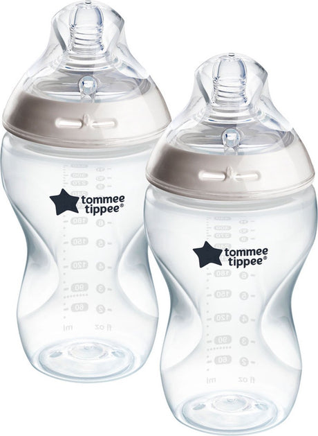 Tommee tippee naturlig start sutteflasker - sæt med 2 x 340 ml sutteflasker - medium flowhastighed 3m+