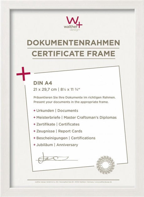Walther konstruktion - fotoramme - fotostørrelse 21x29,7 cm (din A4) - hvid