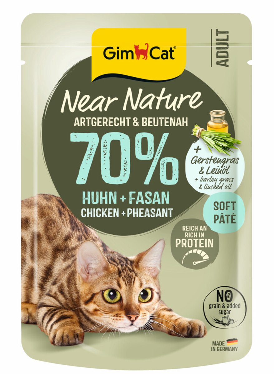 Gimcat kattefoder nær natur kyllingefasan - 16 x 85 gr - værdipakke