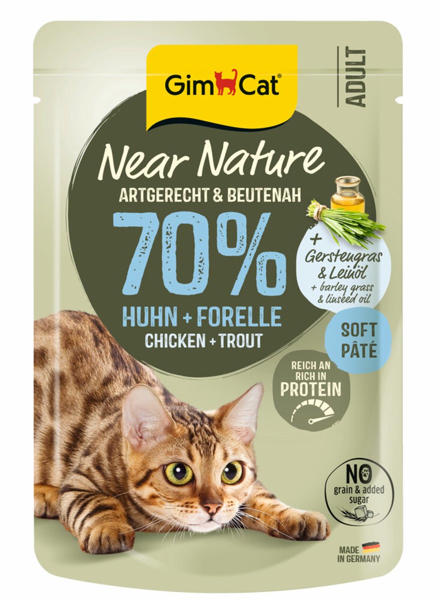 Gimcat kattefoder nær naturen hønseørred - 16 x 85 gr - værdipakke