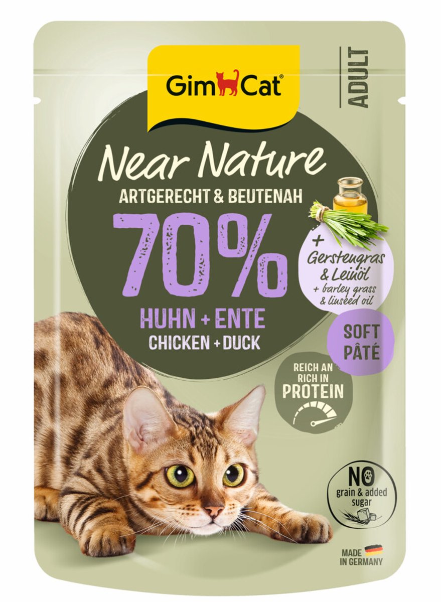 Gimcat kattefoder nær naturen kyllingand - 16 x 85 gr - værdipakke