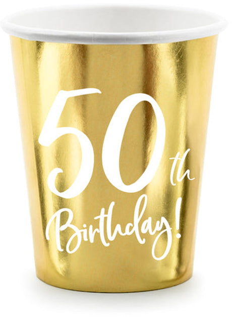 Partydeco 6 blanke krus til 50 års fødselsdag 220 ml