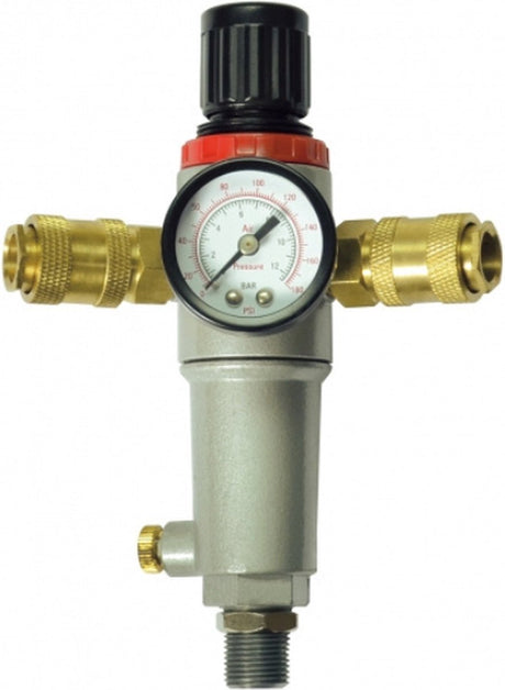 Stanley trykregulator med manometer 152172xstn - filter, trykregulator og manometer - max. 10bar - aflæsning i bar psi - 3 4 m + 2 lynkoblinger