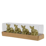 Decoris fyrfads kaninsæt med 4 stk paraffinvoks ø3.8cm x h.6cm guld