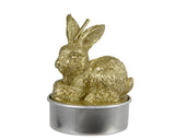 Decoris fyrfads kaninsæt med 4 stk paraffinvoks ø3.8cm x h.6cm guld