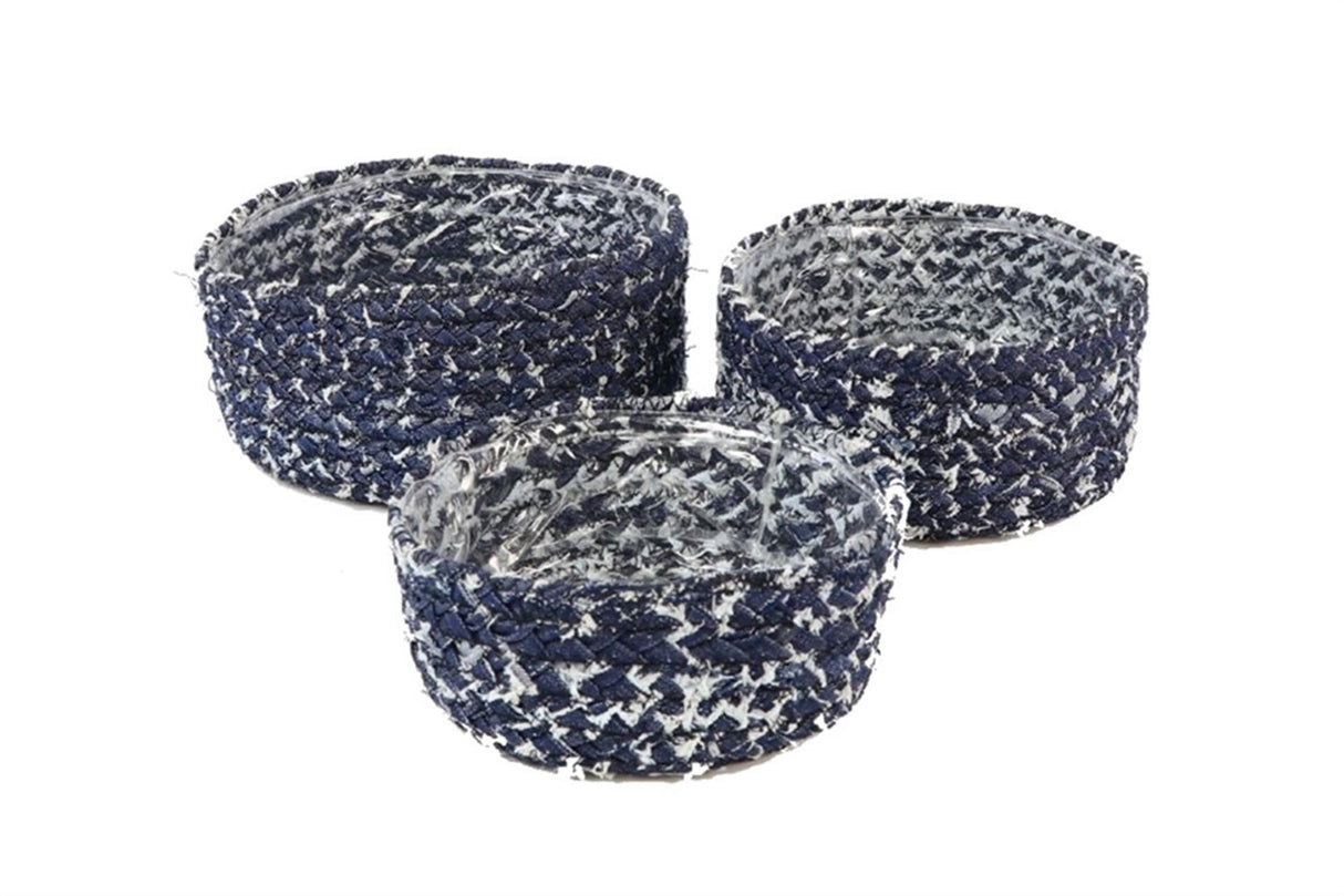 HBx natural living basket jeans med plastik på indersiden, sæt med 3 stk