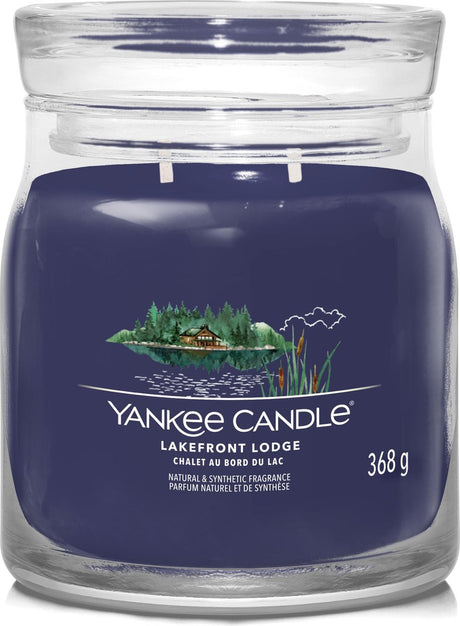 Yankee stearinlys - søfront lodge medium duftlys - 50 brændende timer - 2 væge