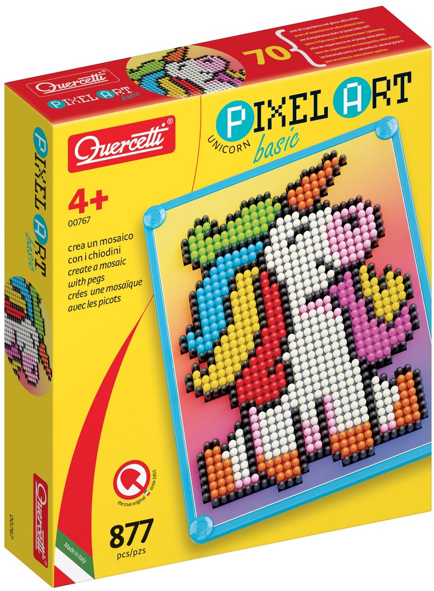 Quercetti pixel art mosaik enhjørning 880 stk pædagogisk legetøj.