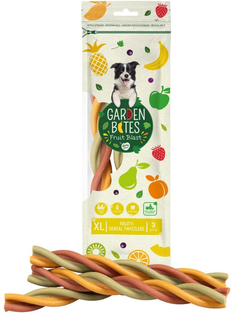 Havebid duvoplus - frugtagtige dental twizzlers hundesnacks - hundegodbidder - vegetarisk glutenfri - ekstra store 3 stk.