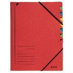 Sorteringsmapper leitz 320g m2 24,5 x 32cm rød hjørneelastik 7-delt uge