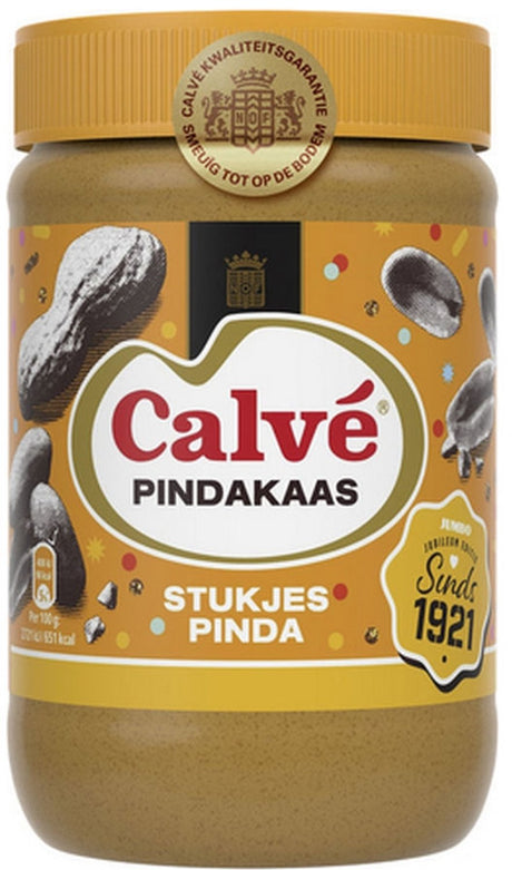 Calvé peanutbutter - jordnøddestykker - cremet i bunden - 12 x 650 g
