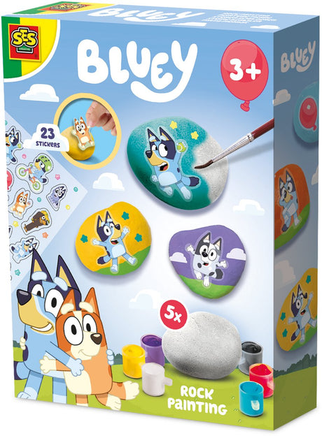 Ses creative bluey - malesten - glade sten - håndværk - til børn fra 3 år - 5 sten og 23 klistermærker