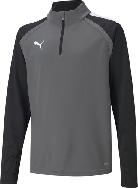 Puma teamliga 1 4 zip top jr unisex sportstrøje - røget perle- hvid