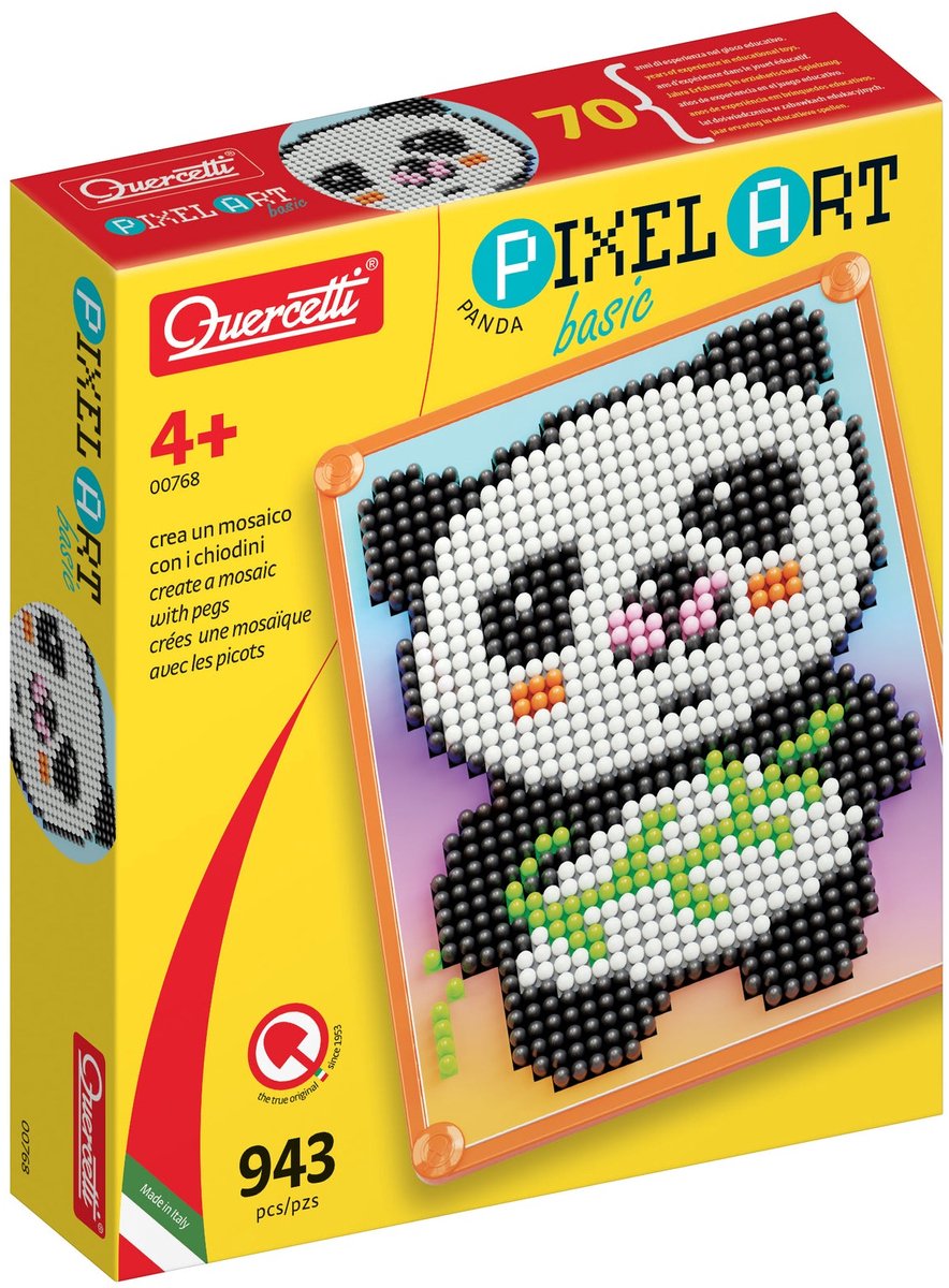 Quercetti pixel art mosaik legetøj panda 946dlg - kreativt legetøj.