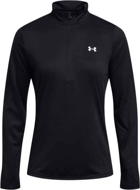 Under armour tech 1 2 lynlås solid blk damesportstrøje - sort - hvid