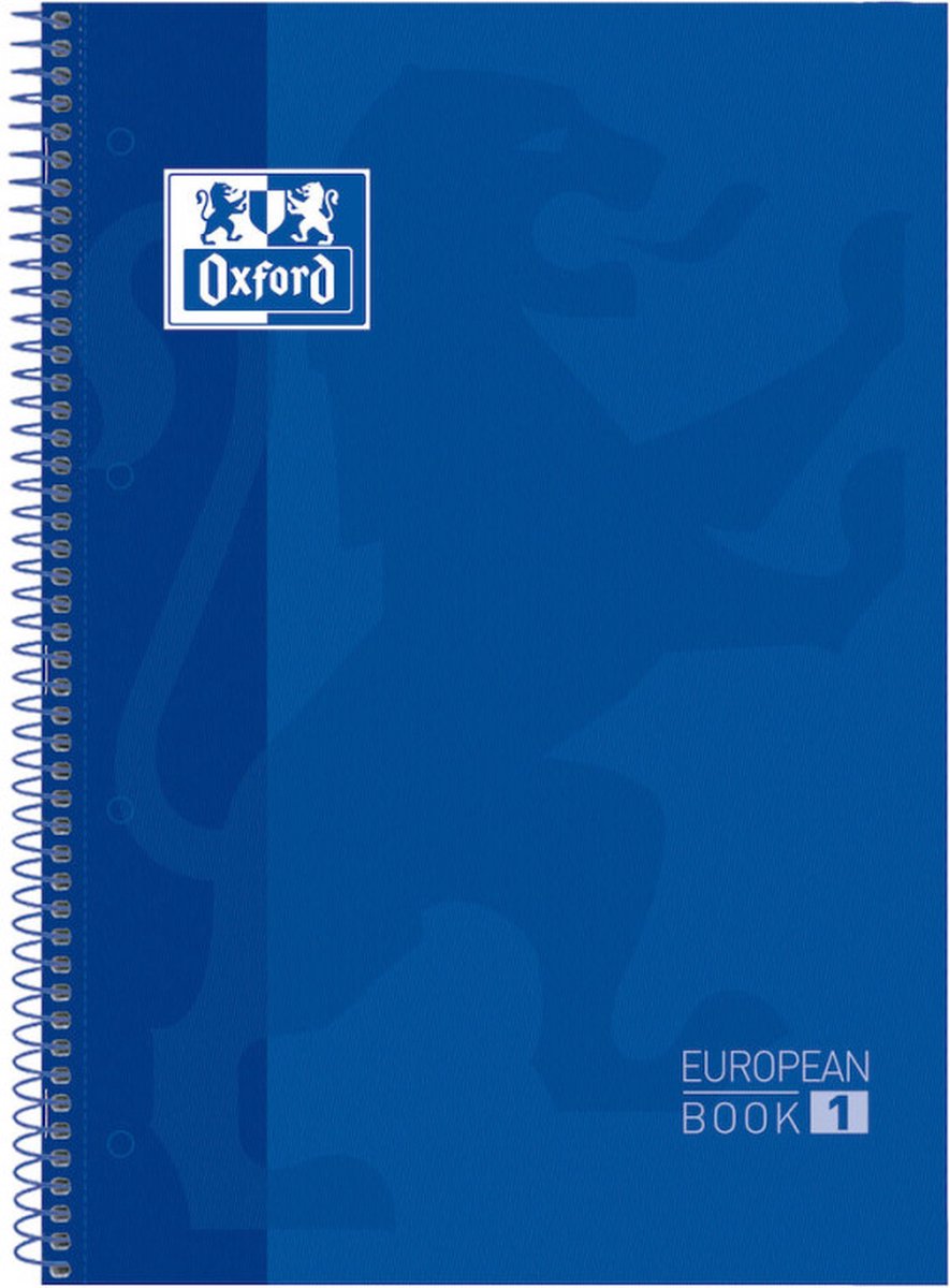Oxford school europeanbook - notesbog - farvet kant - a4+ - diamant 5mm - 80 ark - 4 huller - hardcover - mørkeblå