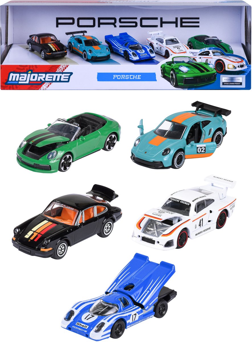 Majorette Porsche sæt, 5 stk.