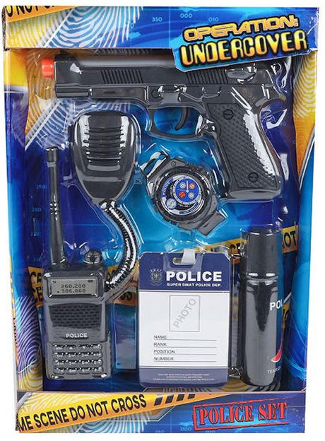 Politi legesæt med pistol 17cm - 5-delt - rollespil.