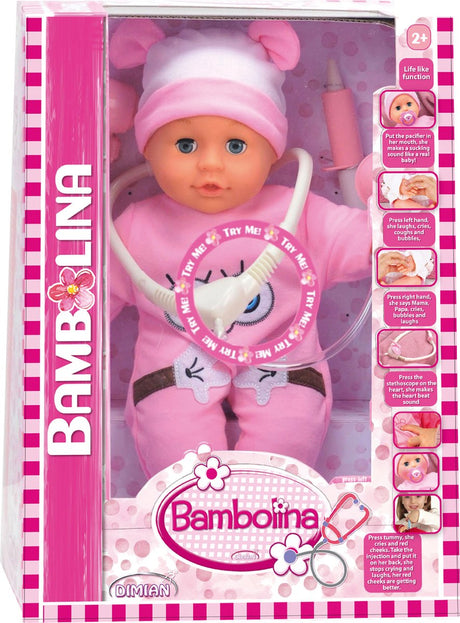 Dimian dukkelægesæt med tilbehør - molly bambolina -36 cm.