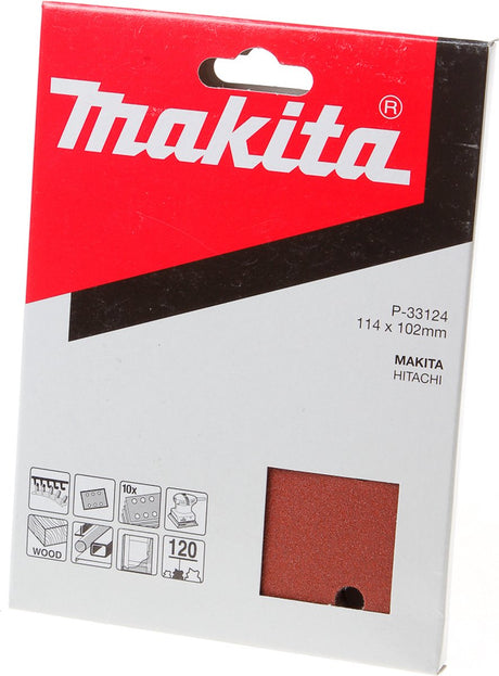 Makita tilbehør slibeark k120 114x102 rød - p-33124