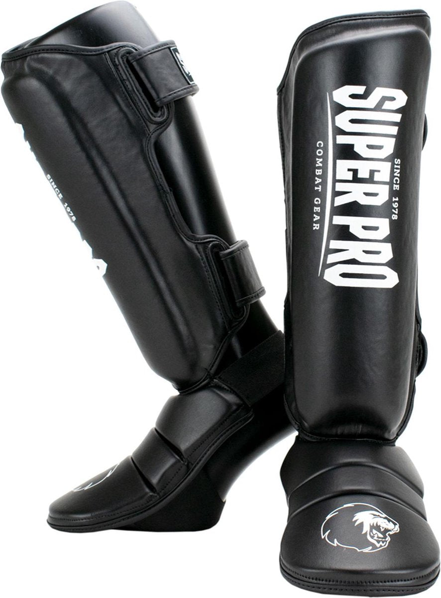 Super pro combat gear scheenbeschermer protector zwart wit extra large