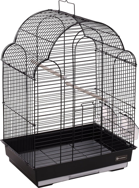 Flamingo fuglebur – parakitbur bali sort 42x30x57,5cm – stilfuldt metalbur med tilbehør til parakitter