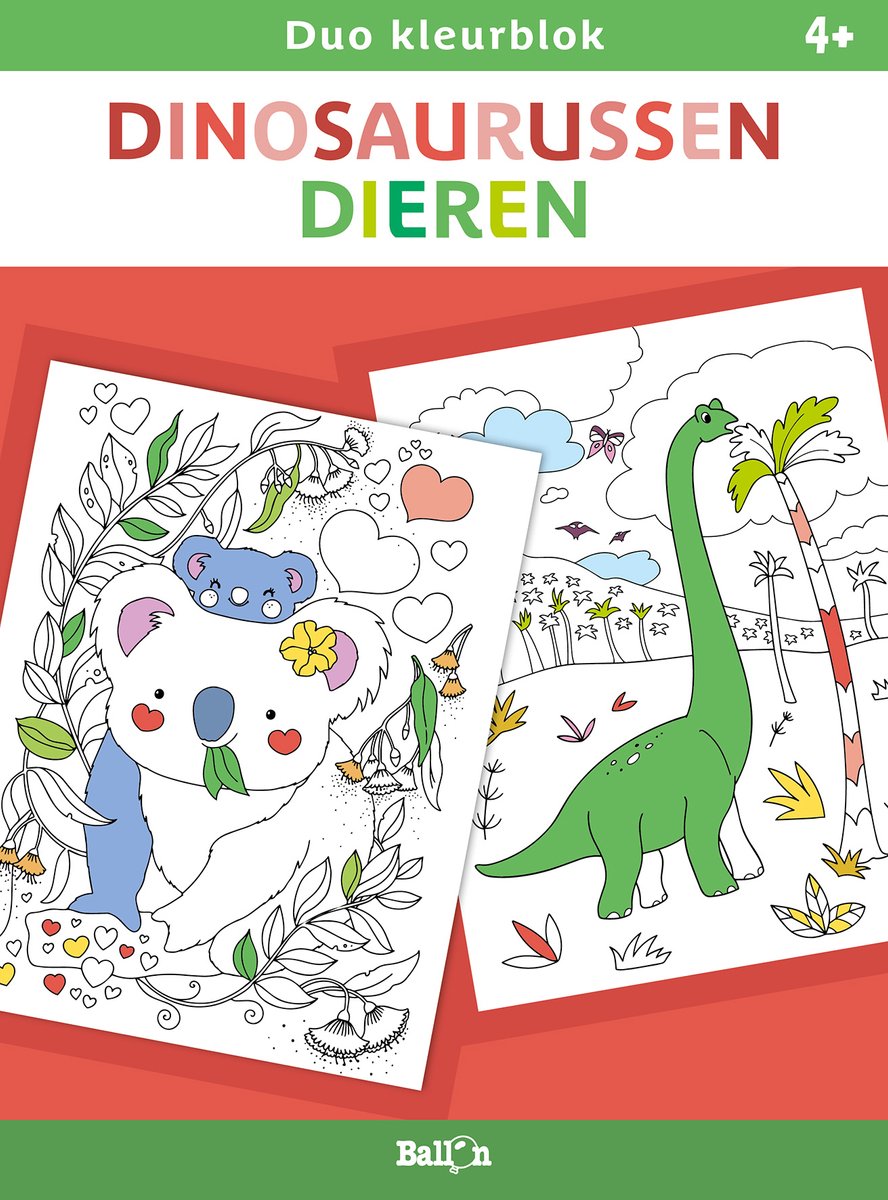 Ballon duo farveblok, dinosaur og dyr. 4+