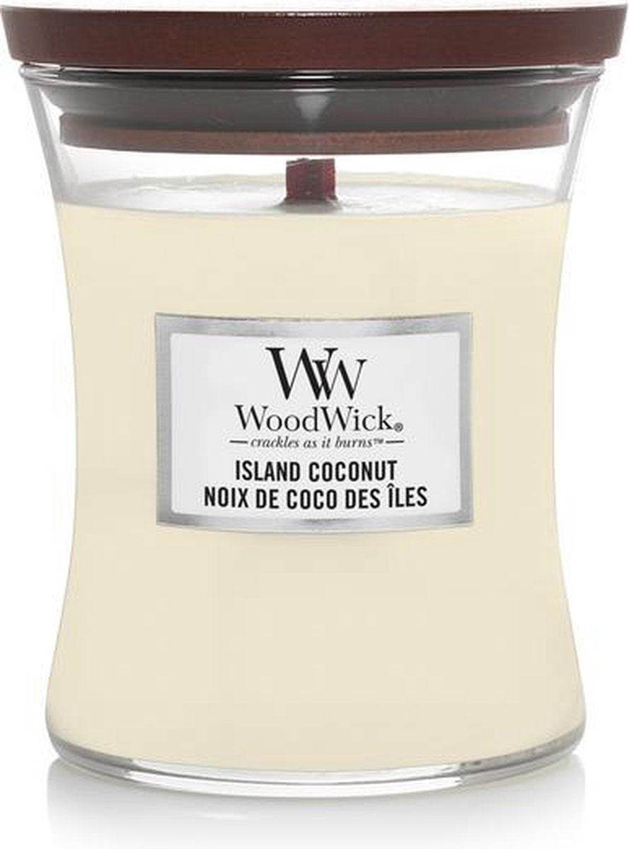 Woodwick timeglas medium duftlys - ø kokosnød - 60 brændende timer