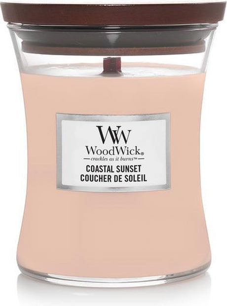 Woodwick timeglas medium duftlys - kystsolnedgang - 60 brændende timer