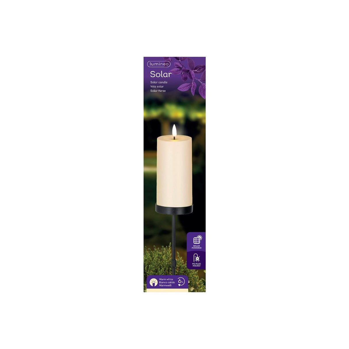 Lumineo sollys på stik creme plast ø7xh117cm