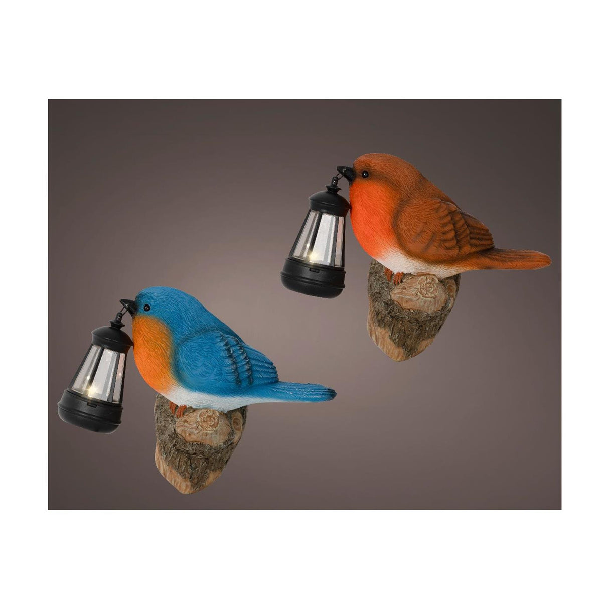 Lumineo solar bird polyresin 19,5x9x15cm 2 assorteret