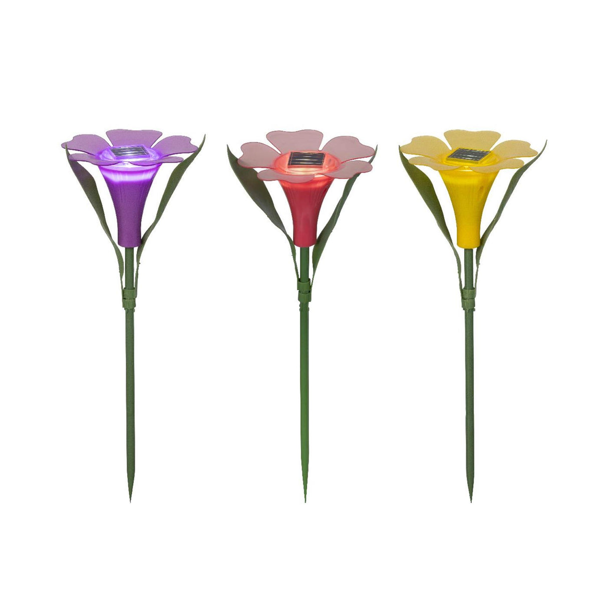 Lumineo solar plug-in lampe blomster plast ø10xh30cm 3 assorteret