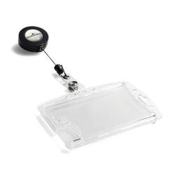 Holdbar kortholder - 8,5 x 5,4 cm - inklusive badge-rulle - 10 stk.