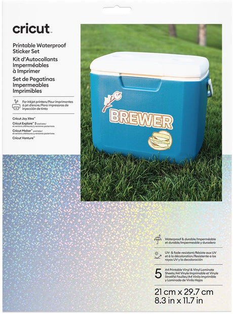 Cricut™ Printable Waterproof Holographic Sticker Set – A4 (5 Pack)