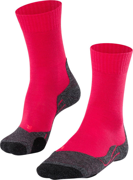 Falke tk2 anti-blister tykt uld funktionsmateriale vandrestrømper dame rød - str. 41-42