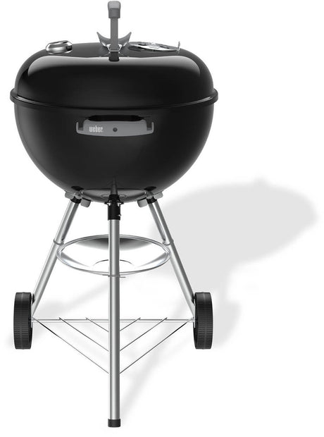 Weber bar-b elkedel - ø 47 cm grillstativ - kulgrill - sort - askeopsamlingsbakke - 2 slidstærke vejrbestandige hjul - lågtermometer - 2 værktøjskroge - ridse- og rustbestandig