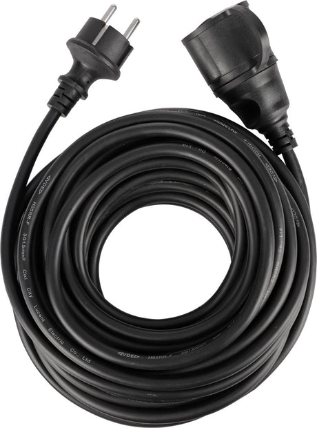 Q-link verlengsnoer - randaarde - ip44 - h05rrf - 3 x 1.5 mmâ² - 12 m - zwart