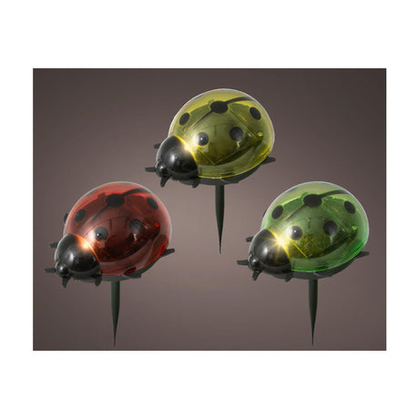 Lumineo solar steeklamp lieveheersbeestje plastic 6x8x14cm 3 assorti