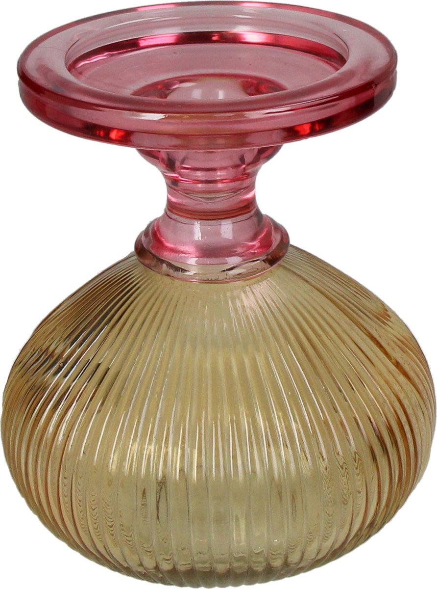 Hd collection kaarsenhouder glas multi 13,5x13,5x15cm