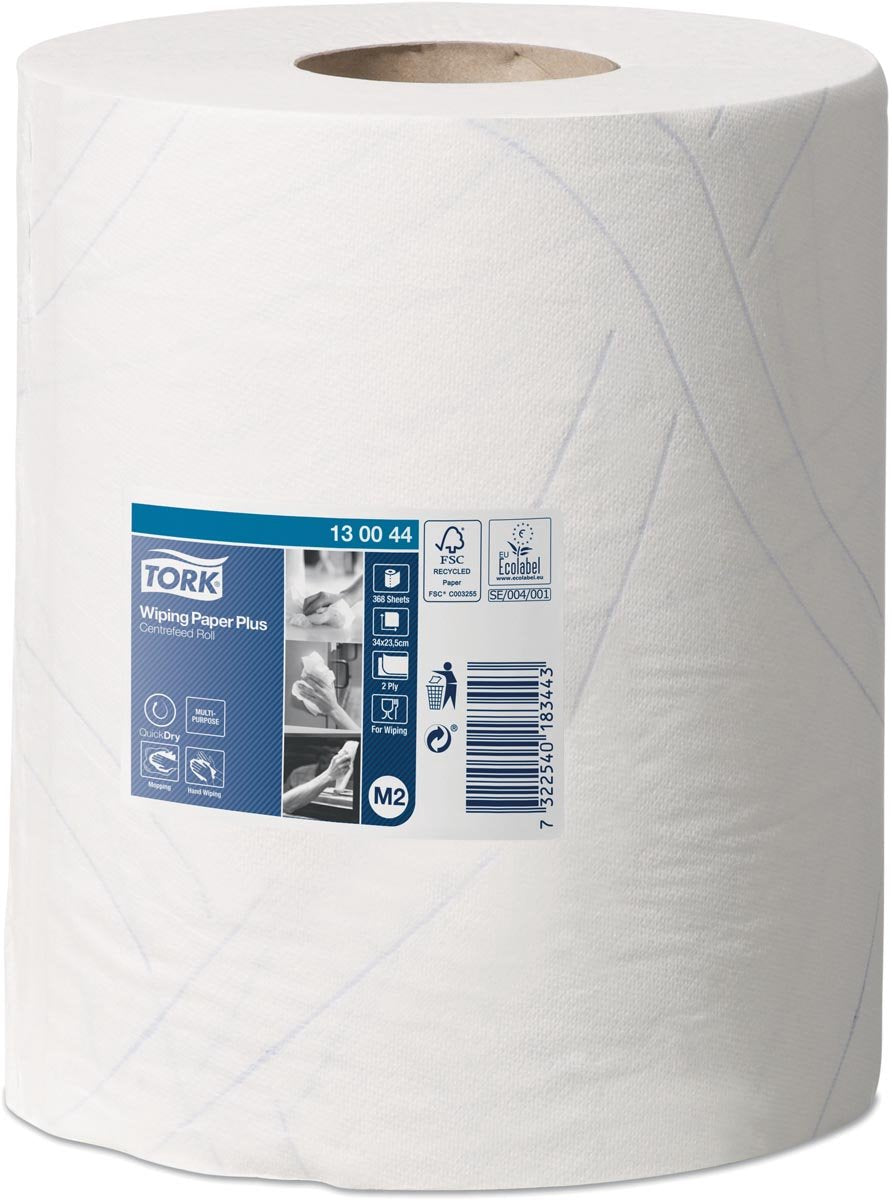 Tork wiping plus center feed rengøringspapir 2-lags m2