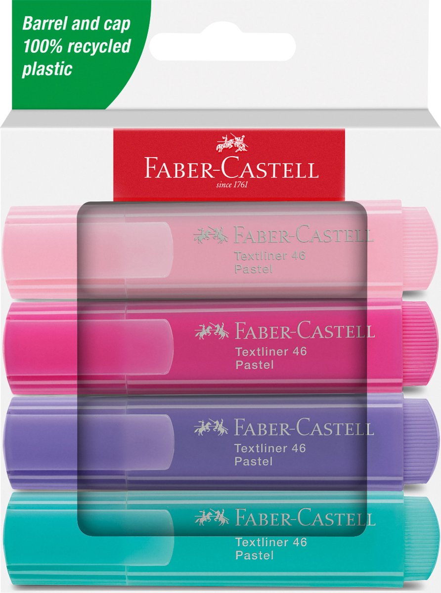 Faber-castell tekstmarkør 46 - 4 stykker - pastel - fc-254654