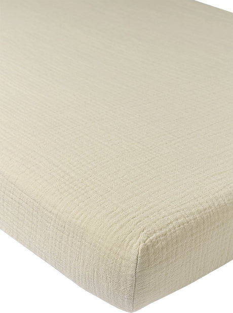 Meyco baby uni sengelinned tremmeseng - forvasket hydrofil - blødt sand - 60x120cm