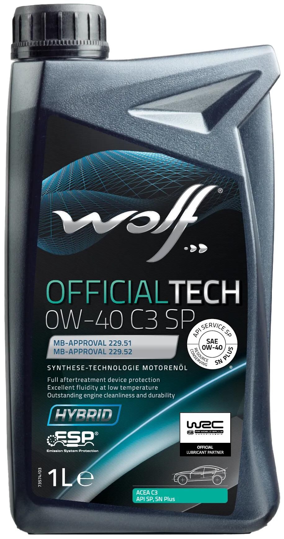 Wolf motorolie officialtech c3 sp motorolie 0w-40 1l off.tech c3 sp