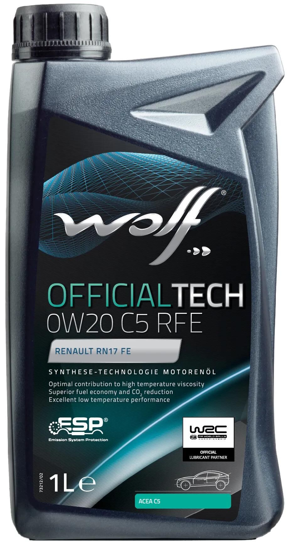 Wolf motorolie officialtech c5 rfe motorolie 0w20 1l officialtech c5 rfe