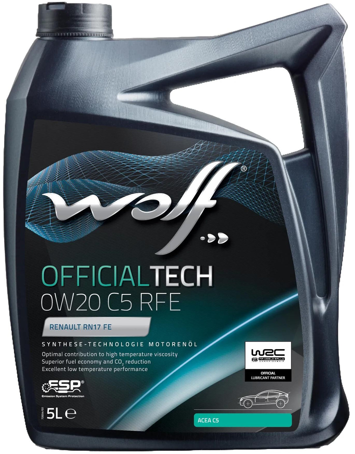 Wolf motoröl officialtech c5 rfe motorolie 0w20 5l off.tech c5 rfe