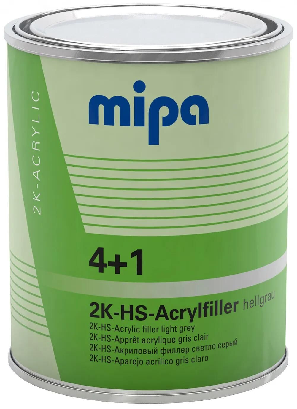 Mipa spartelmasse til primer 4+1 akrylspartel hs 4+1 akrylfilter hs 1l lysegrå