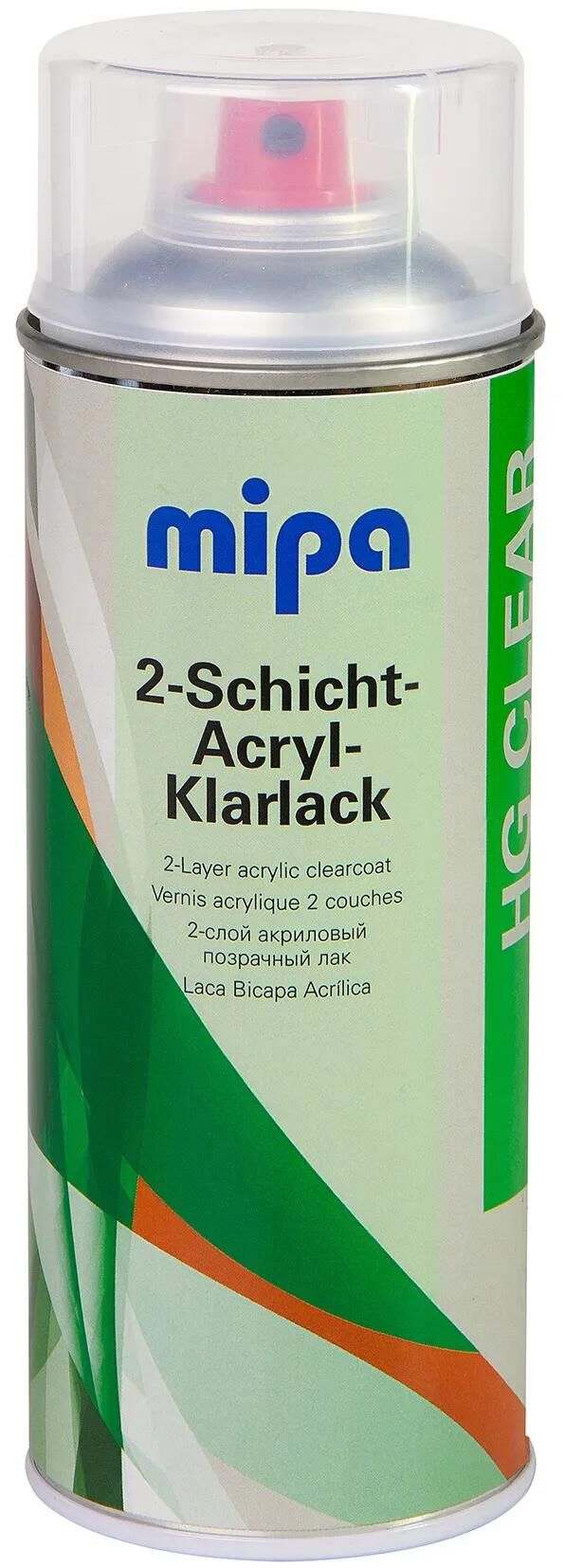 Mipa klarlak bilspray 2-lags akryl klar smerte 400ml spraydåse