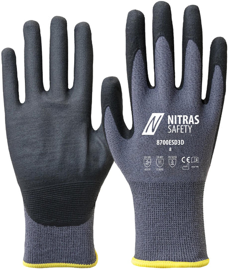 Nitras safety feinstrickhandschuh 8700esd3d handske grå str. 11 nitras